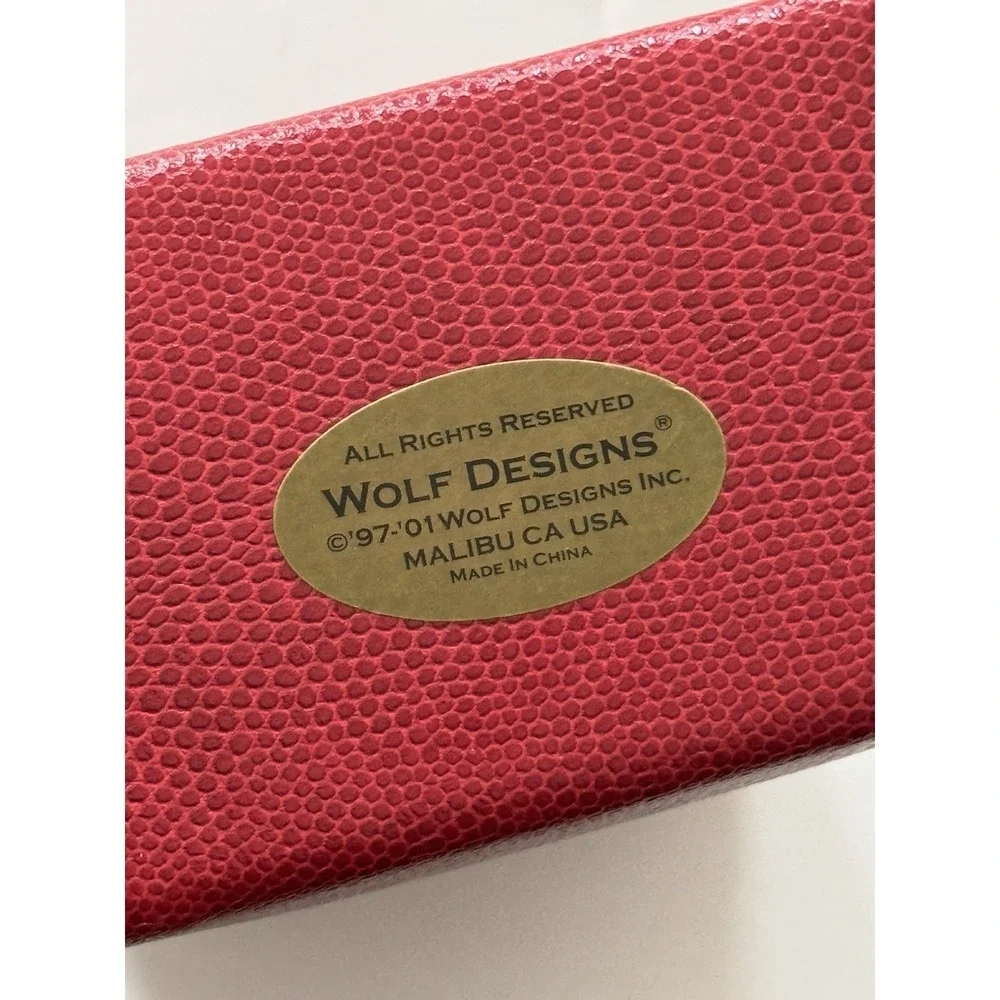 Wolf Designs Red Vintage Pebble Leather Folded Travel Jewelry Box